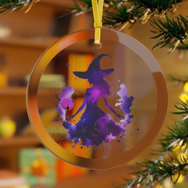 Purple Witch Glass Ornaments