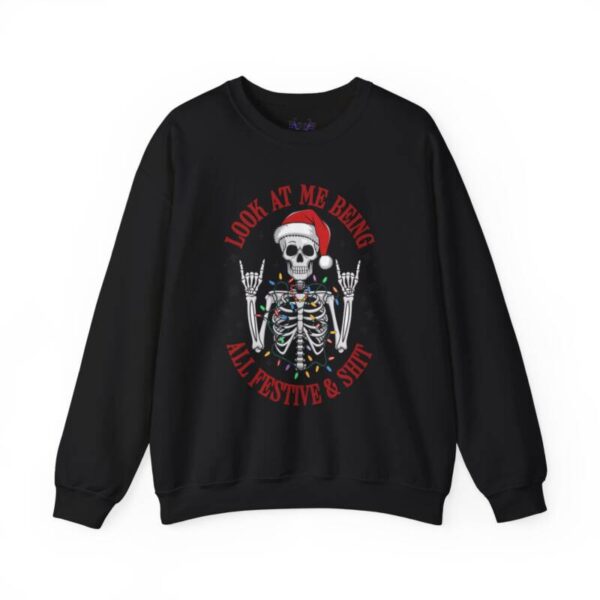 Festive Skull Crewneck Sweatshirt - Image 3