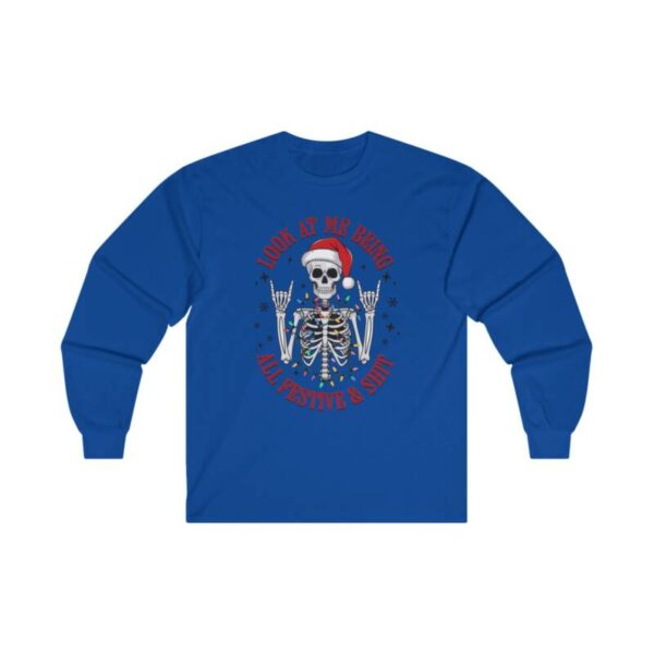 Festive Skull Cotton Long Sleeve Tee - Image 5