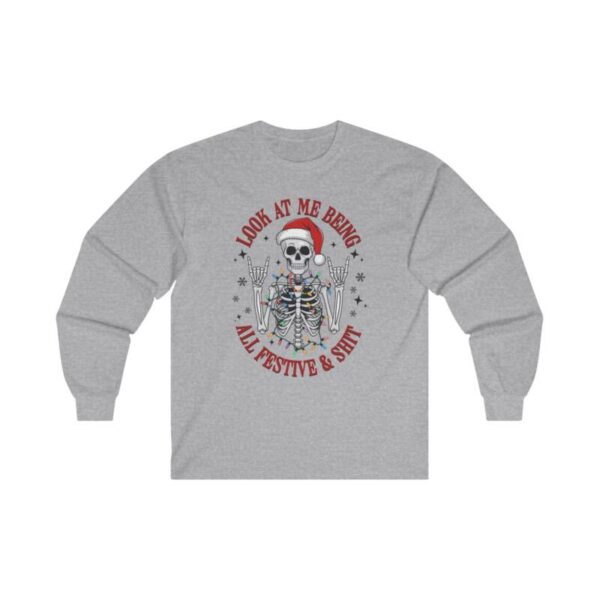 Festive Skull Cotton Long Sleeve Tee - Image 4