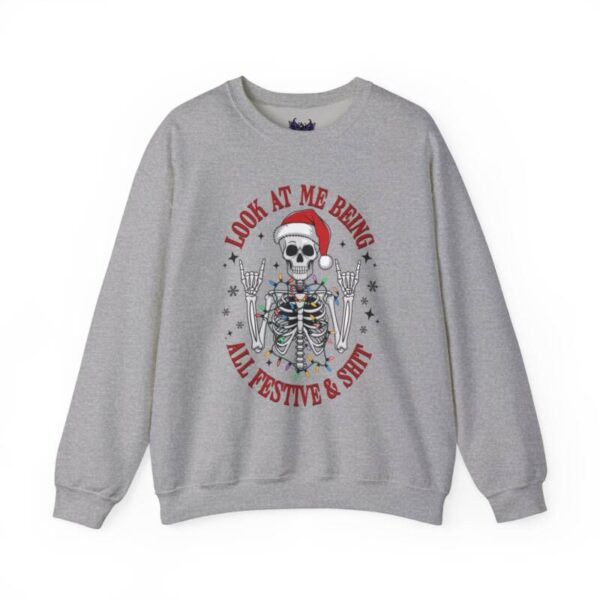 Festive Skull Crewneck Sweatshirt - Image 4