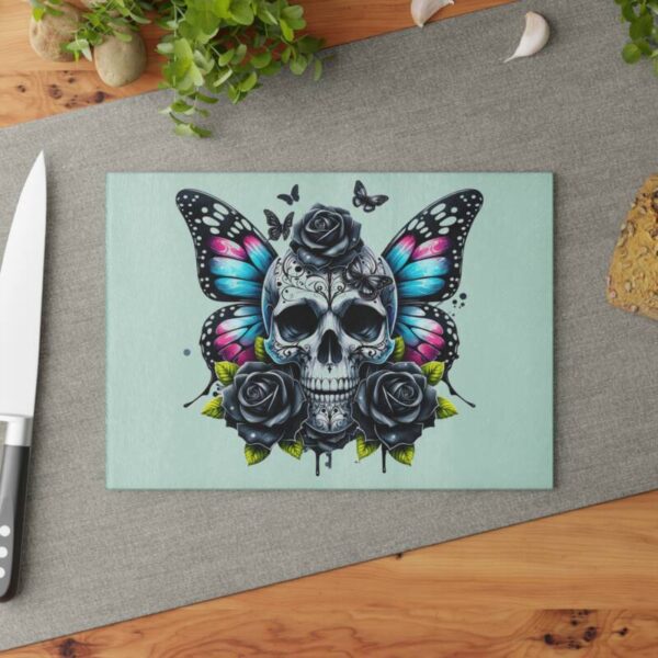 Butterfly Skull Glass Cutting Board